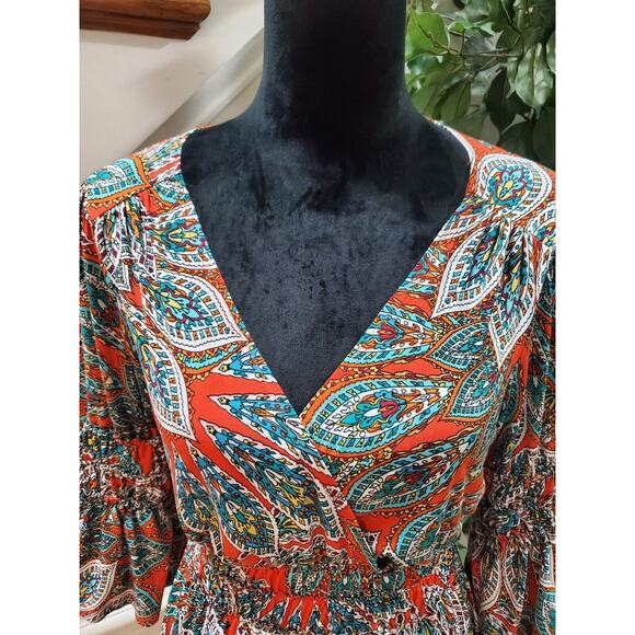 Enfocus Studio Women Multicolor Polyester V-Neck Long Sleeve Knee Length Dress 6 - Picture 2 of 13